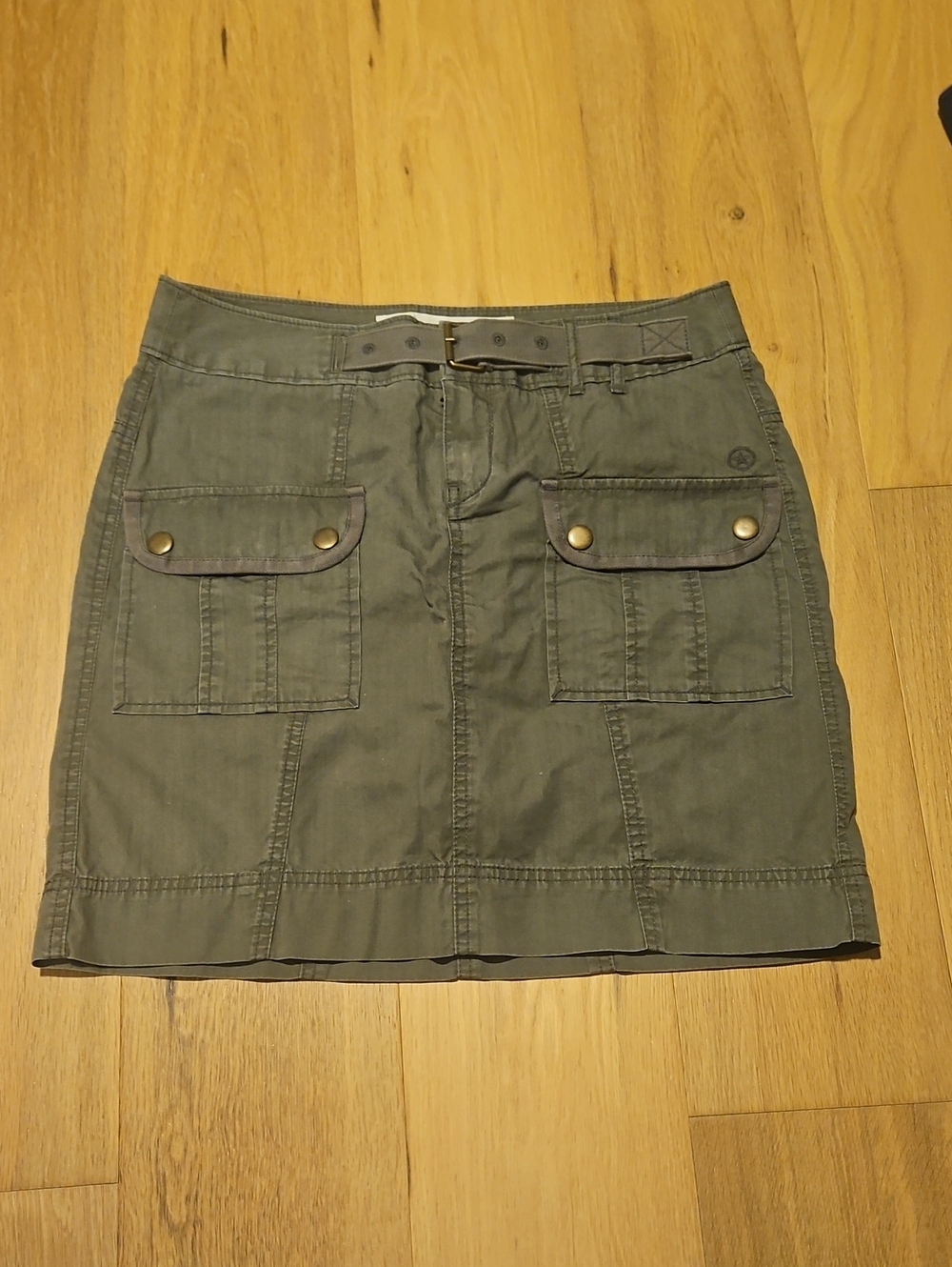Converse Olive Green Mini Skirt with Front Flap Pockets